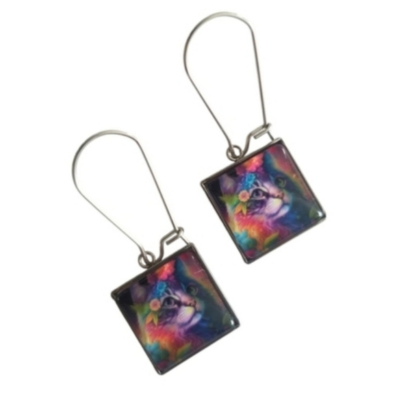 Handcrafted Cat Earrings - Picture 2 of 4